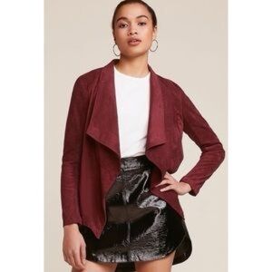 BB Dakota Bordeaux  Burgundy Open Drape Front Blazer
